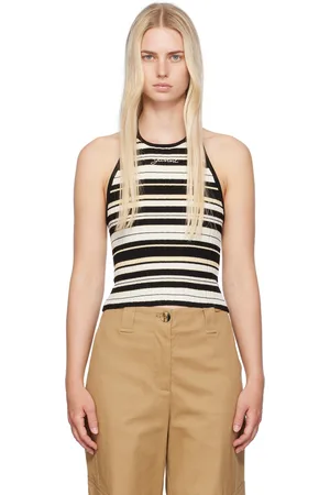 Ganni Black & Off-White Halter Tank Top