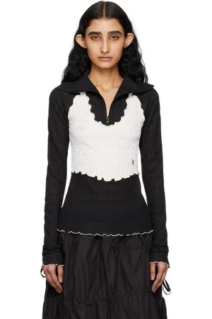 Kijun Black Half-Zip Wrinkle Top