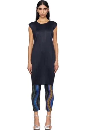PLEATS PLEASE ISSEY MIYAKE Navy New Colorful Basics 4 Midi Dress
