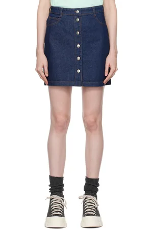 Maison Kitsuné Indigo Buttoned Denim Miniskirt