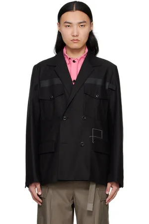 SACAI Black WTAPS Edition Cotton Back Satin Blazer