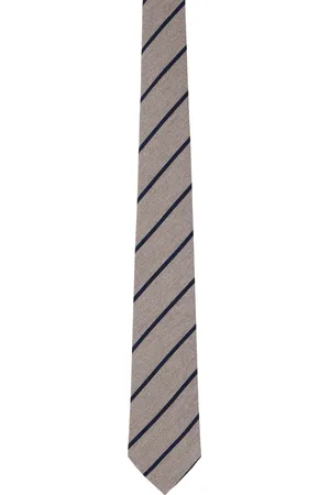 Paul Smith Gray Wool-Silk Spaced Stripe Tie