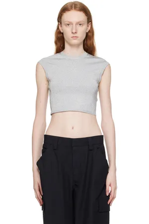 Alexander Wang Silver Cropped T-Shirt