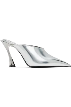 MUGLER Silver Leather Fang 95 Mules