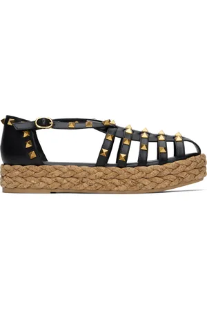 VALENTINO GARAVANI Black Rockstud Cork Sandals