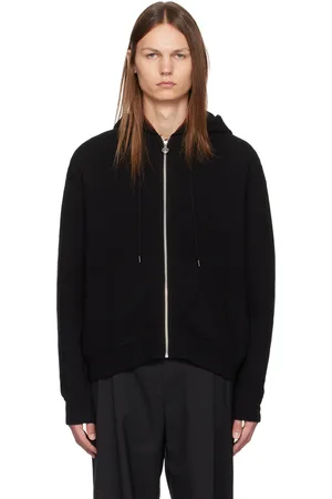 Solid Black Knit Zip Hoodie