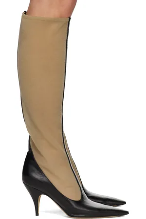 The Row Black & Beige Mesh Tall Boots