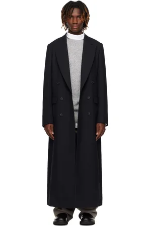DRIES VAN NOTEN Navy Double-Breasted Coat