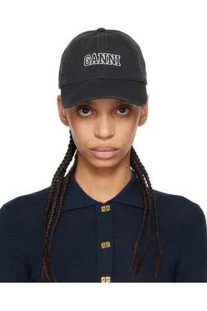 Ganni Black Embroidered Logo Cap