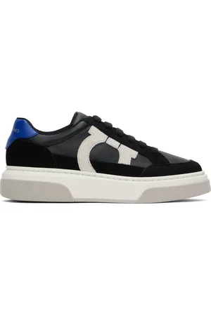 Salvatore Ferragamo Black Low Cut Gancini Outline Sneakers