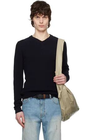 Tonywack Super Fine Wool Ribbed V-Neck Sweater