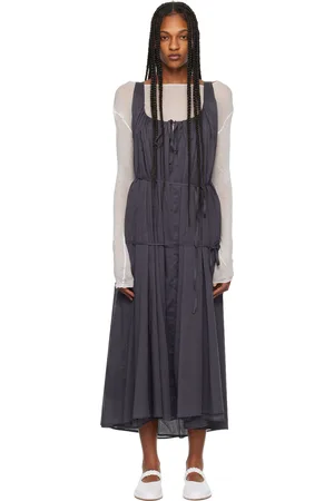 AMOMENTO Neck Shirring Maxi Dress