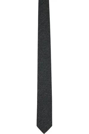DRIES VAN NOTEN Black Herringbone Tie