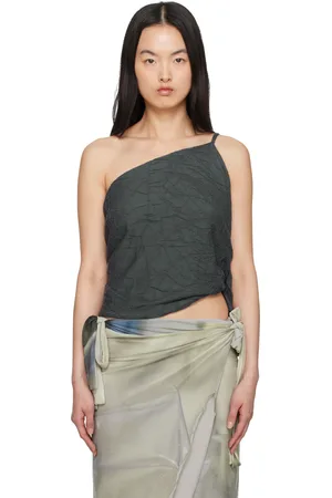 Serapis Gray One Shoulder Knit Top