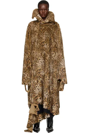 Balenciaga Brown & Black Leopard Faux-Fur Coat