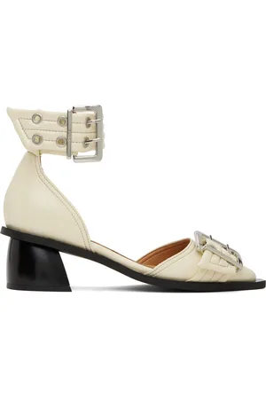 Ganni Off-White Feminine Buckle Open Cut Heels