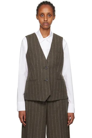 REMAIN Birger Christensen Brown Pinstripe Vest