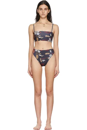 Elliss SSENSE Exclusive Black Ditsy Floral Cut-Out Bikini
