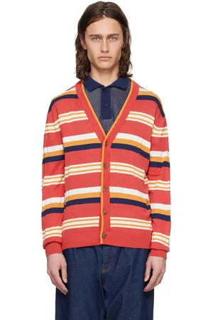 Maison Kitsuné Red Striped Cardigan