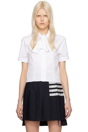 Thom Browne White Tucked Blouse