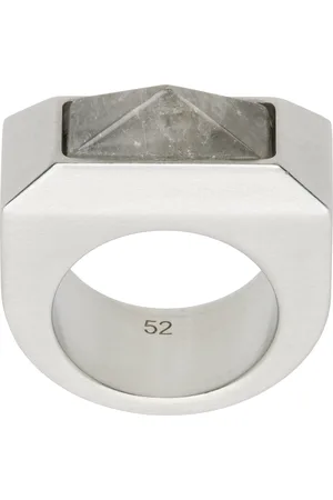 Rick Owens Silver Hollywood Crystal Pyramid Ring