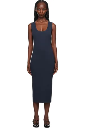 THEORY Navy Scoop Neck Midi Dress