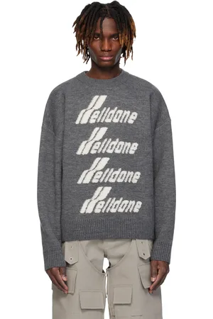 We11 Done Gray Logo Pile Knit Sweater
