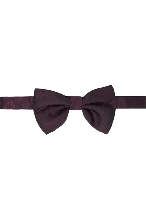 DRIES VAN NOTEN Burgundy Jacquard Bow Tie