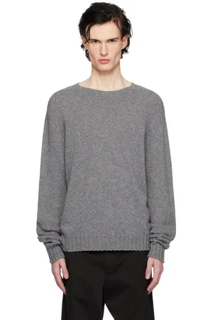 Palm Angels Gray Curved Logo Sweater