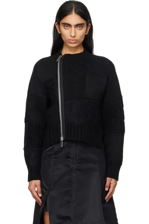 SACAI Black Patchwork Knit Sweater