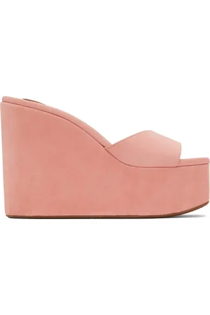 Alaïa Pink Platform Wedge Mules