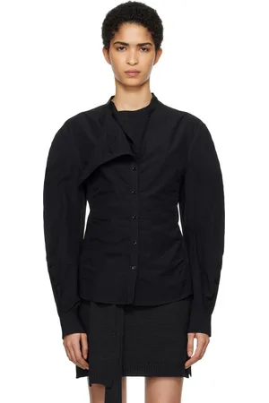 LEMAIRE Black Asymmetrical Fitted Blouse