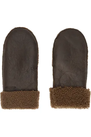 OUR LEGACY Brown Shearling Mittens