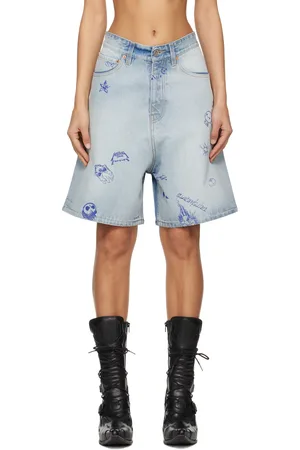 Vetements Blue Scribbled Denim Shorts