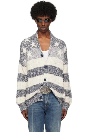 Guess Blue & White American Cable Knit Cardigan