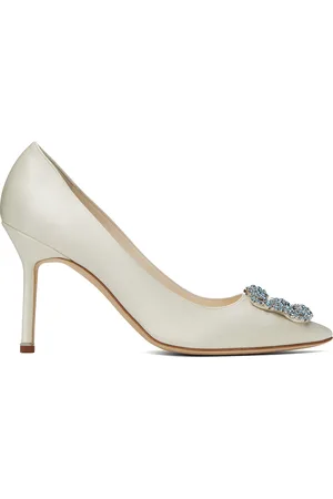 Manolo Blahnik Off-White Hangisi Bridal Heels