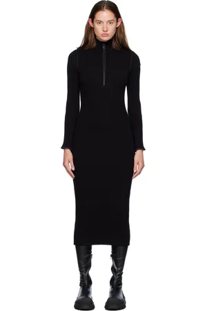 Moncler Black Wool Midi Dress