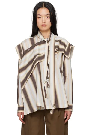 LEMAIRE Brown & Orange Asymmetrical Blouse