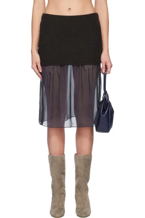 Paloma Wool Brown & Navy Holly Midi Skirt