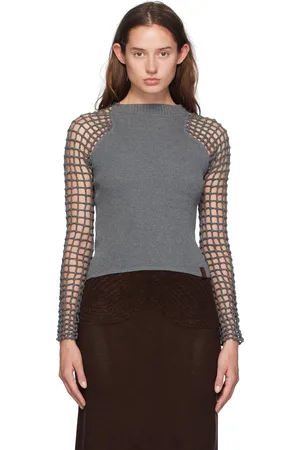 Isa Boulder Gray Spider Net Long Sleeve T-Shirt
