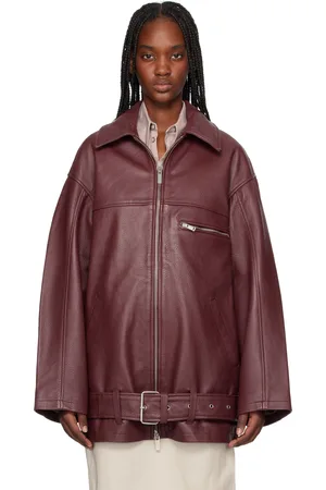 REMAIN Birger Christensen Burgundy Oversize Leather Jacket