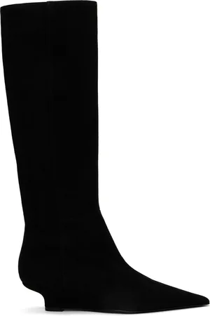 Totême Black Sharp Suede Knee-High Boots