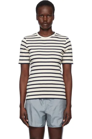 Jil Sander Off-White & Navy Crewneck T-shirt