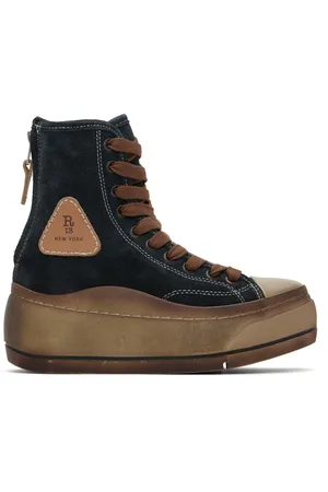 R13 Navy Distressed Tall Kurt Sneakers