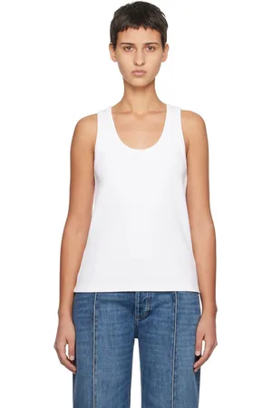 Bottega Veneta White Ribbed Tank Top