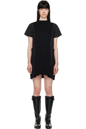 SACAI Black Poplin & Knit Minidress