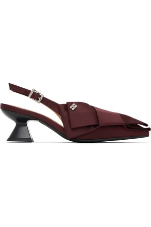Ganni Burgundy Bow Kitten Heels