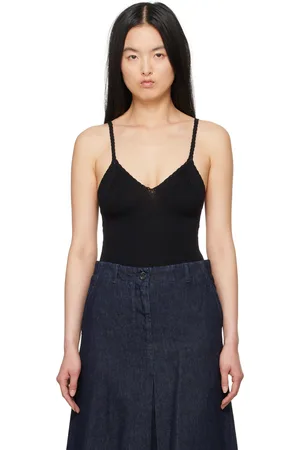 DRIES VAN NOTEN Black V-Neck Bodysuit