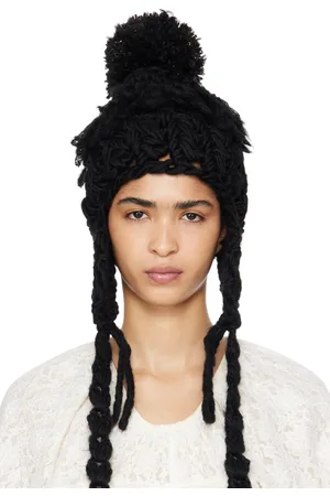Comme des Garçons Black Wool Mix Crochet Beanie