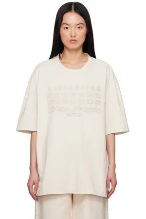 Maison Margiela Beige Embroidered Logo Ringspun T-shirt
